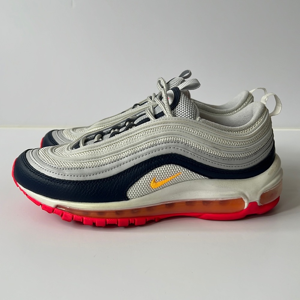 Wmns Air Max 97 “Platinum Navy Orange”
